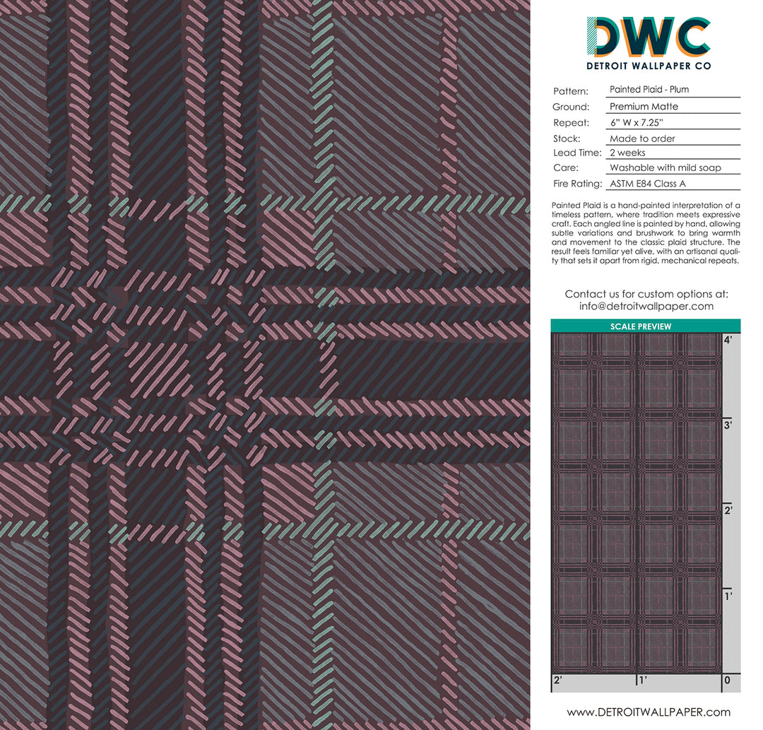Painted Plaid - Plum <br> Wallpaper