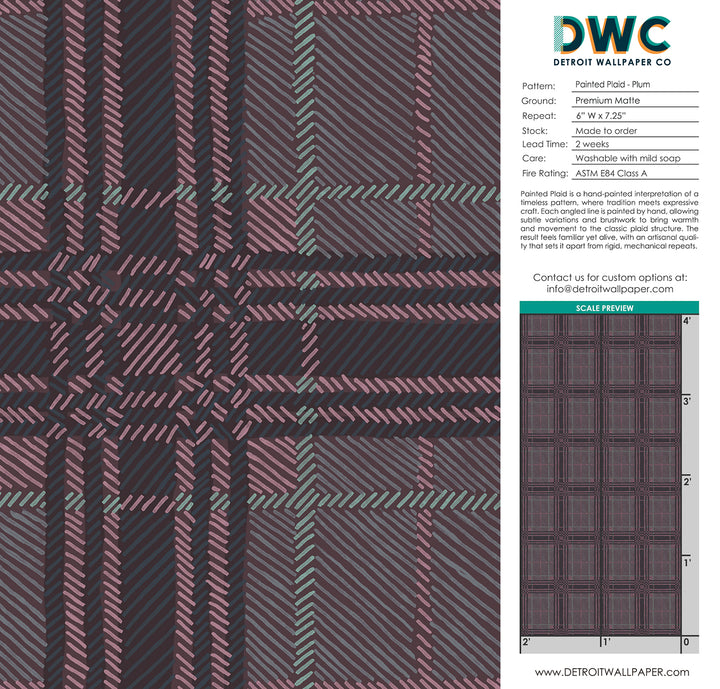 Painted Plaid - Plum <br> Wallpaper