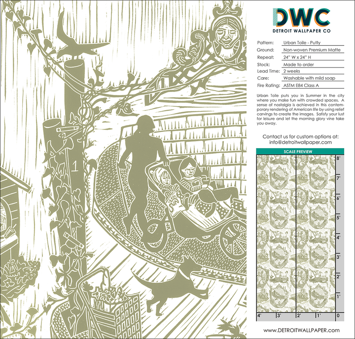 Urban Toile - Putty <br> Wallpaper