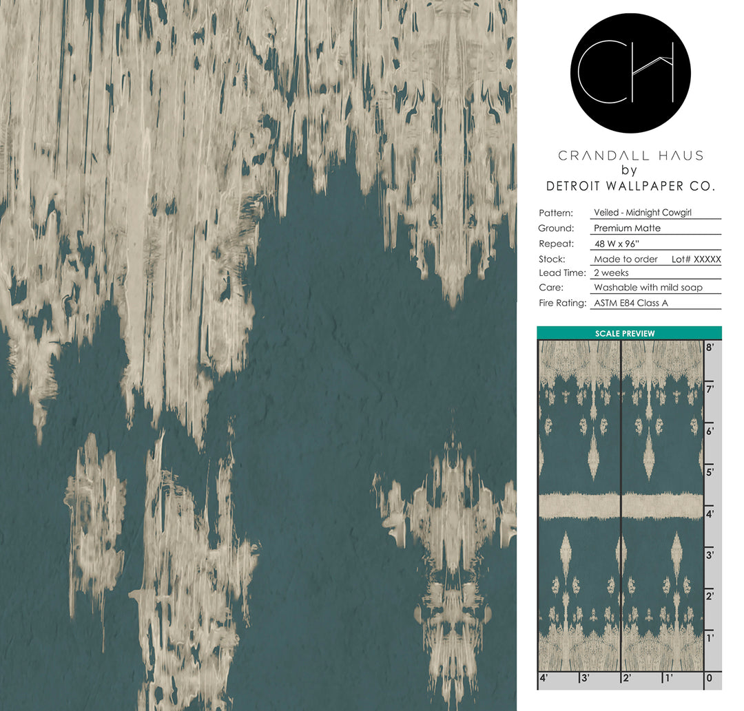 Veiled - Midnight Cowgirl <br> Wallpaper - The Detroit Wallpaper Co.