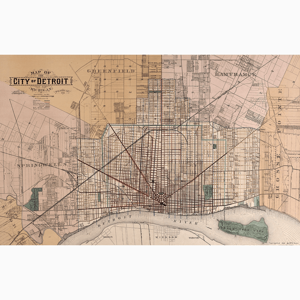 1893 Detroit Map <br> Vintage Detroit - The Detroit Wallpaper Co.