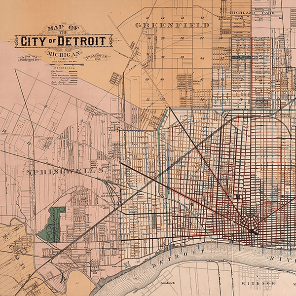 1893 Detroit Map <br> Vintage Detroit - The Detroit Wallpaper Co.