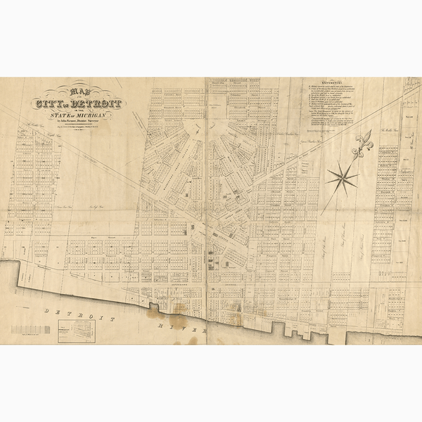 1835 Detroit Map <br> Vintage Detroit - The Detroit Wallpaper Co.
