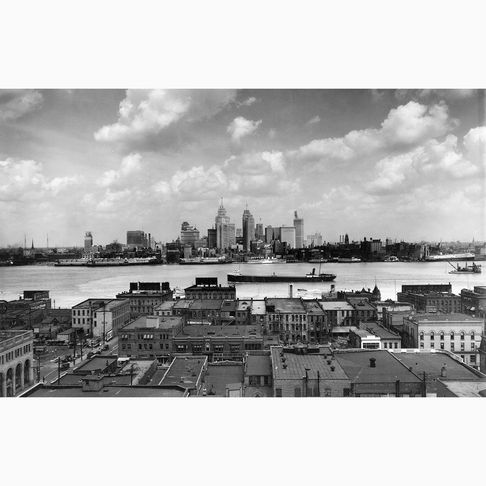 Detroit Skyline from Windsor <br> Vintage Detroit - The Detroit Wallpaper Co.