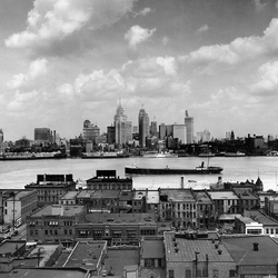 Detroit Skyline from Windsor <br> Vintage Detroit - The Detroit Wallpaper Co.