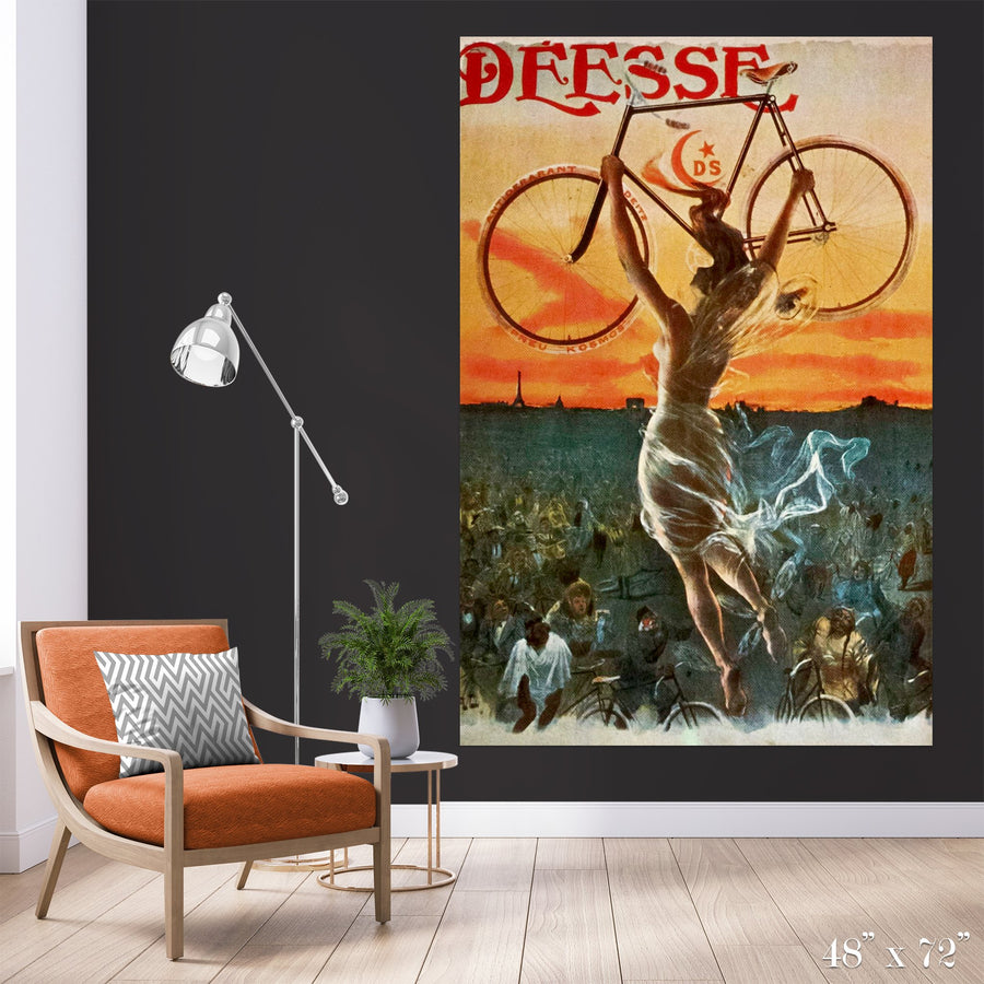 Bike Goddess Colossal Art Print - Trendy Custom Wallpaper | Contemporary Wallpaper Designs | The Detroit Wallpaper Co.