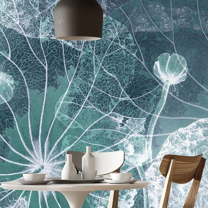 Blue Flowers Mural <br> Great Wall - Trendy Custom Wallpaper | Contemporary Wallpaper Designs | The Detroit Wallpaper Co.