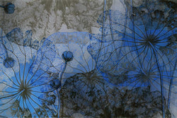 Blue Flowers Mural <br> Great Wall - Trendy Custom Wallpaper | Contemporary Wallpaper Designs | The Detroit Wallpaper Co.