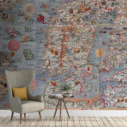 Carta Marina Mural <br> Great Wall - Trendy Custom Wallpaper | Contemporary Wallpaper Designs | The Detroit Wallpaper Co.