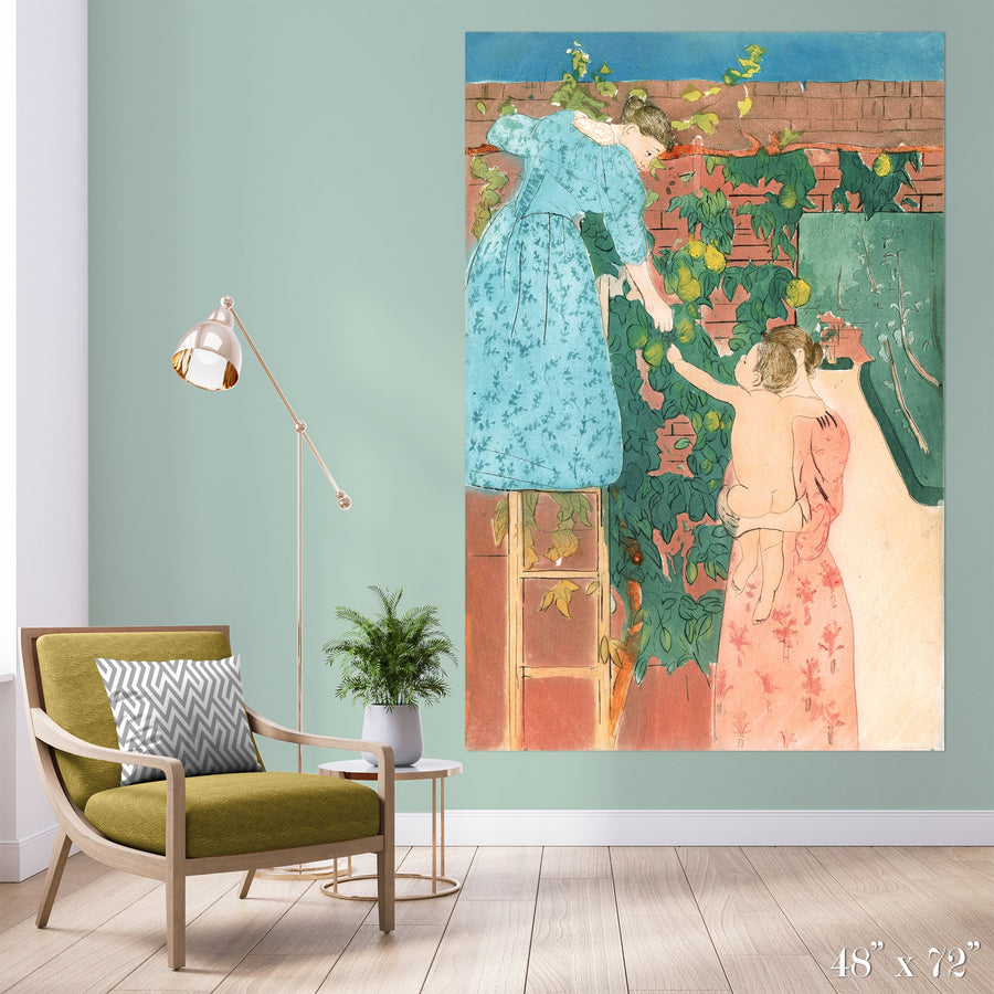 Gathering Fruit Colossal Art Print - Trendy Custom Wallpaper | Contemporary Wallpaper Designs | The Detroit Wallpaper Co.