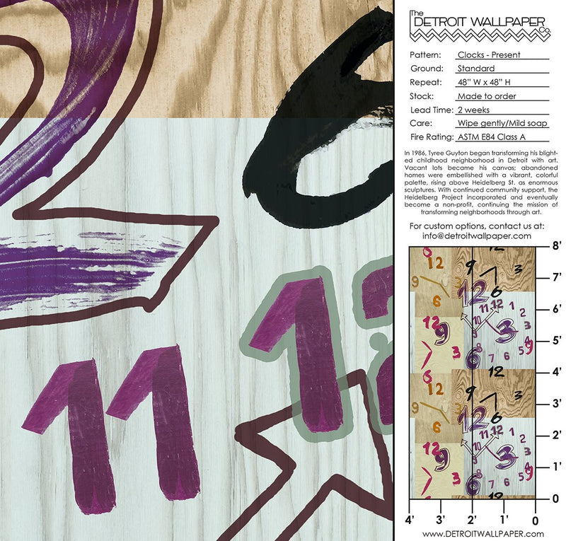 Clocks - Present <br> Heidelberg Project - Trendy Custom Wallpaper | Contemporary Wallpaper Designs | The Detroit Wallpaper Co.
