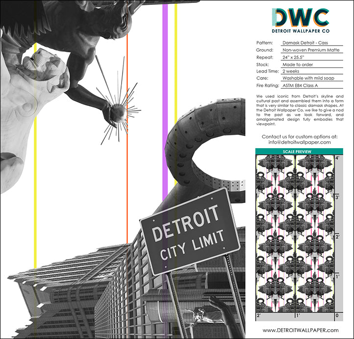Damask Detroit - Cass - The Detroit Wallpaper Co.