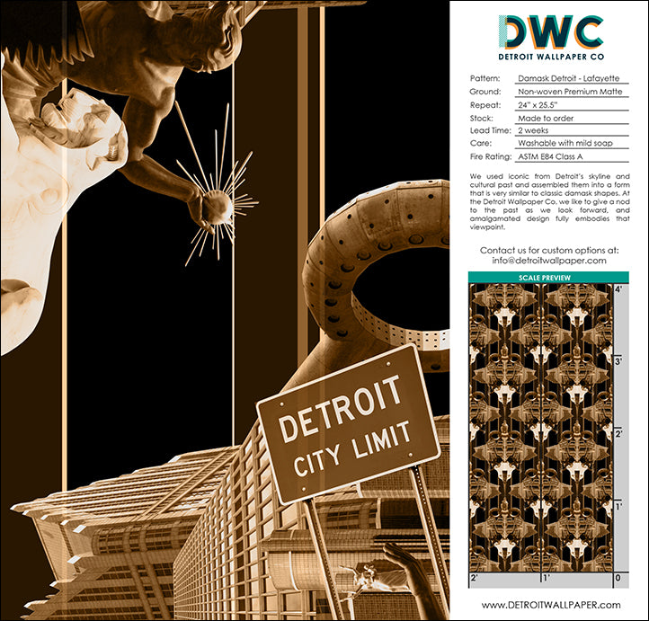 Damask Detroit - Lafayette <br> Wallpaper