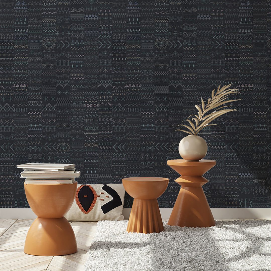 Embroidery Study - Knotted Grasscloth Wallpaper