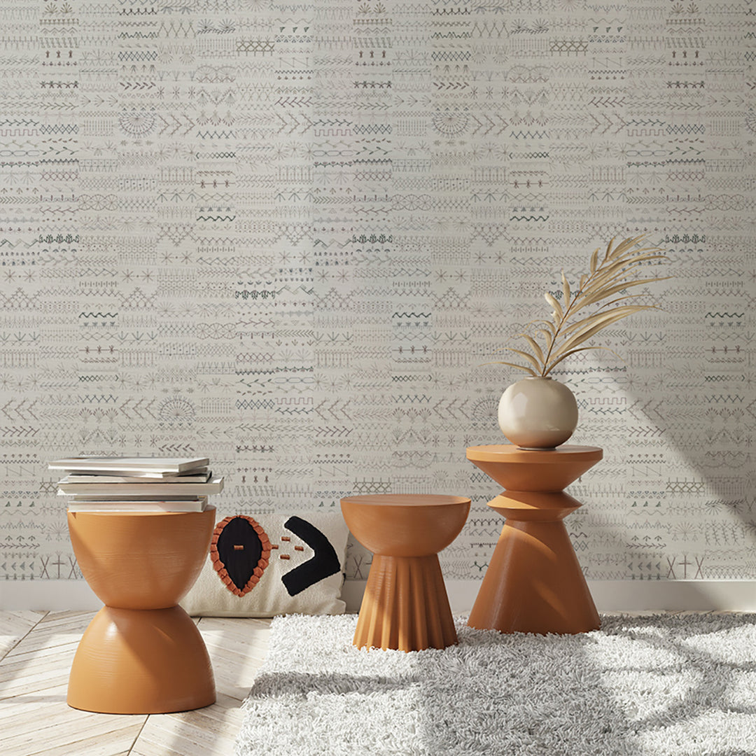 Embroidery Study - Snowflake Grasscloth Wallpaper
