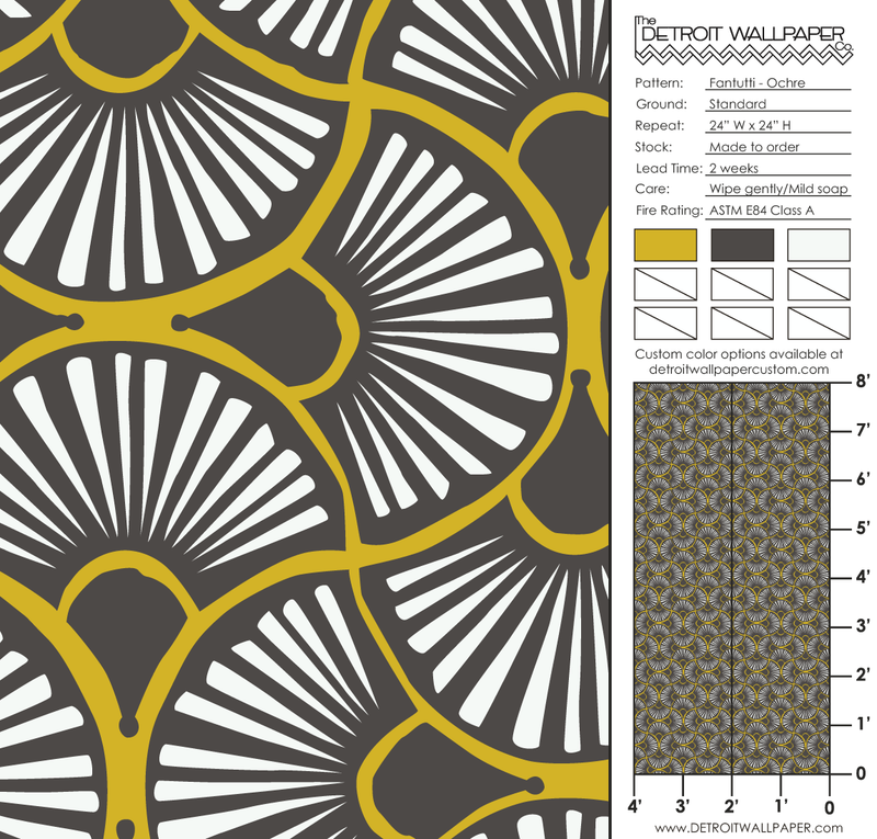 Fantutti - Ochre <br> Victoria Larson - Trendy Custom Wallpaper | Contemporary Wallpaper Designs | The Detroit Wallpaper Co.