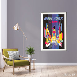Fly New York - Times Square Colossal Art Print - Trendy Custom Wallpaper | Contemporary Wallpaper Designs | The Detroit Wallpaper Co.