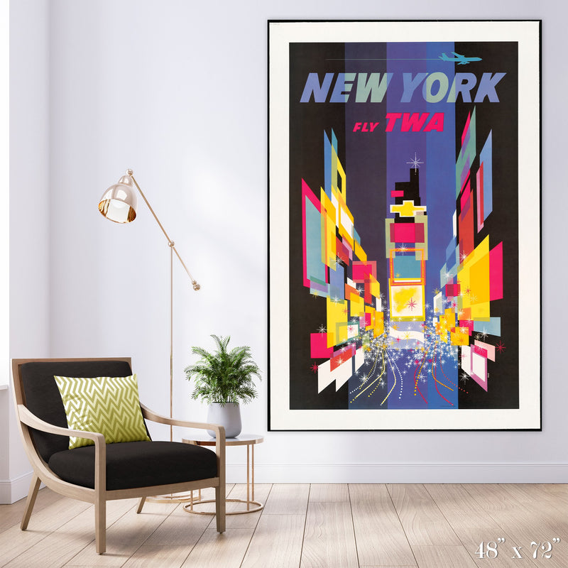 Fly New York - Times Square Colossal Art Print - Trendy Custom Wallpaper | Contemporary Wallpaper Designs | The Detroit Wallpaper Co.