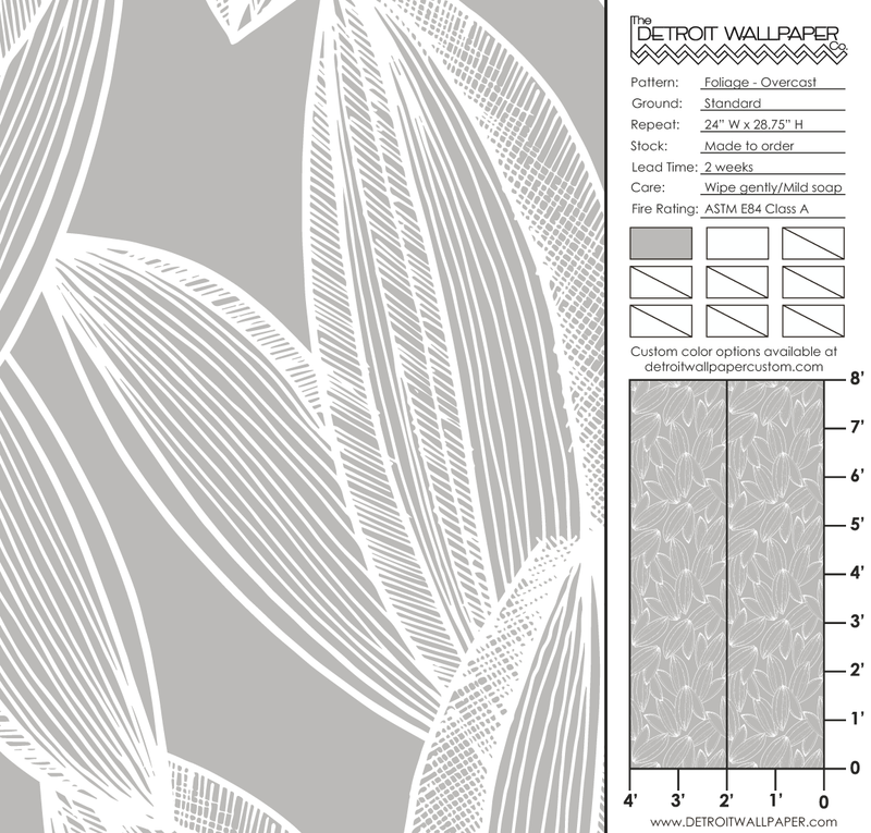 Foliage - Overcast <br> Elizabeth Salonen - Trendy Custom Wallpaper | Contemporary Wallpaper Designs | The Detroit Wallpaper Co.