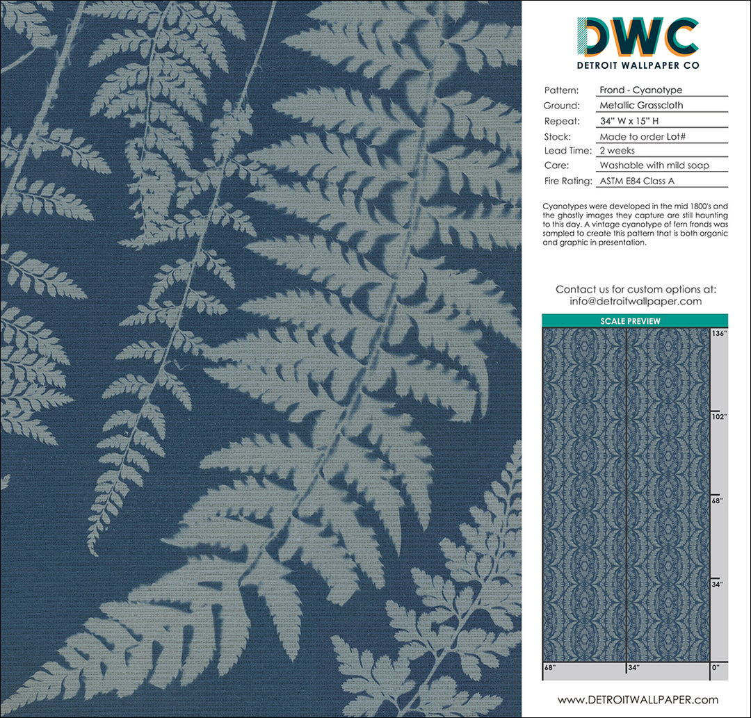 Frond - Cyanotype Grasscloth Wallpaper