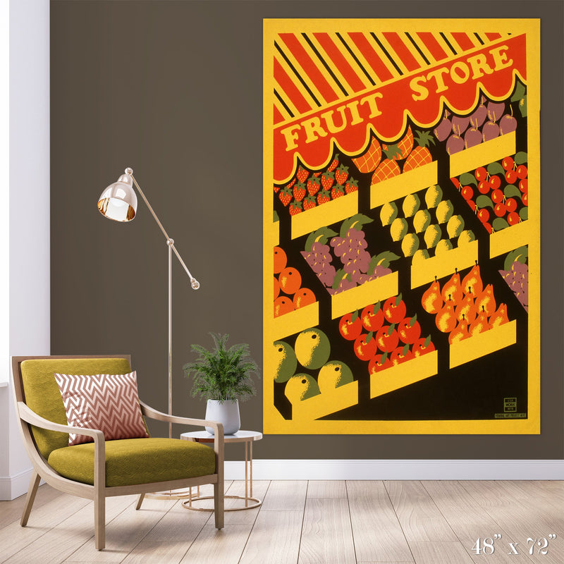 Fruit Store Colossal Art Print - Trendy Custom Wallpaper | Contemporary Wallpaper Designs | The Detroit Wallpaper Co.