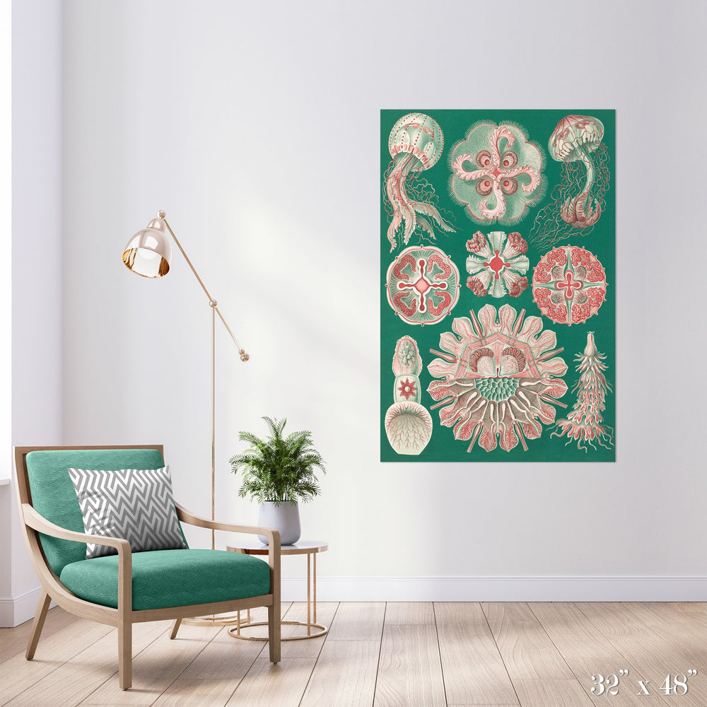 Jellyfish in Green Colossal Art Print - Trendy Custom Wallpaper | Contemporary Wallpaper Designs | The Detroit Wallpaper Co.