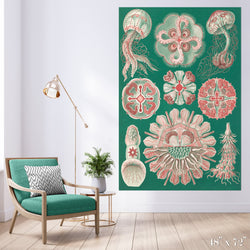 Jellyfish in Green Colossal Art Print - Trendy Custom Wallpaper | Contemporary Wallpaper Designs | The Detroit Wallpaper Co.