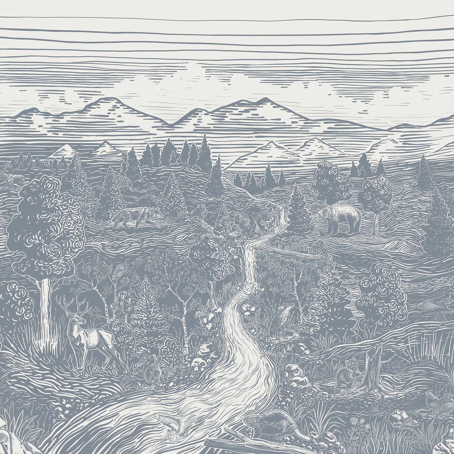 Linocut Forest Mural – The Detroit Wallpaper Co.