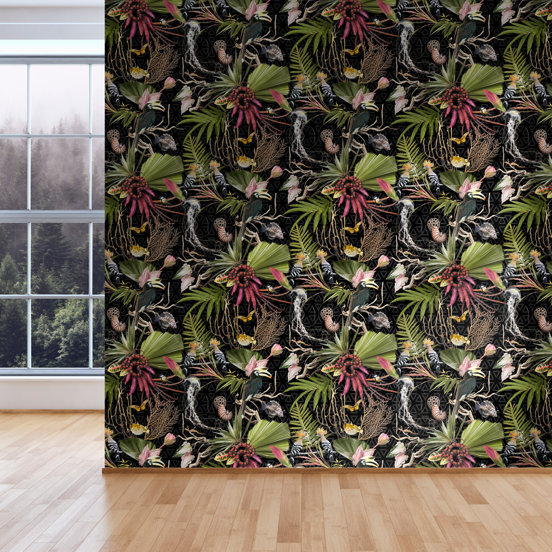 Menagerie - Black - Trendy Custom Wallpaper | Contemporary Wallpaper Designs | The Detroit Wallpaper Co.