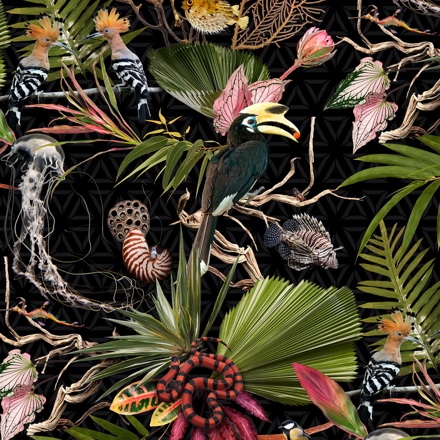 Menagerie - Black - Trendy Custom Wallpaper | Contemporary Wallpaper Designs | The Detroit Wallpaper Co.