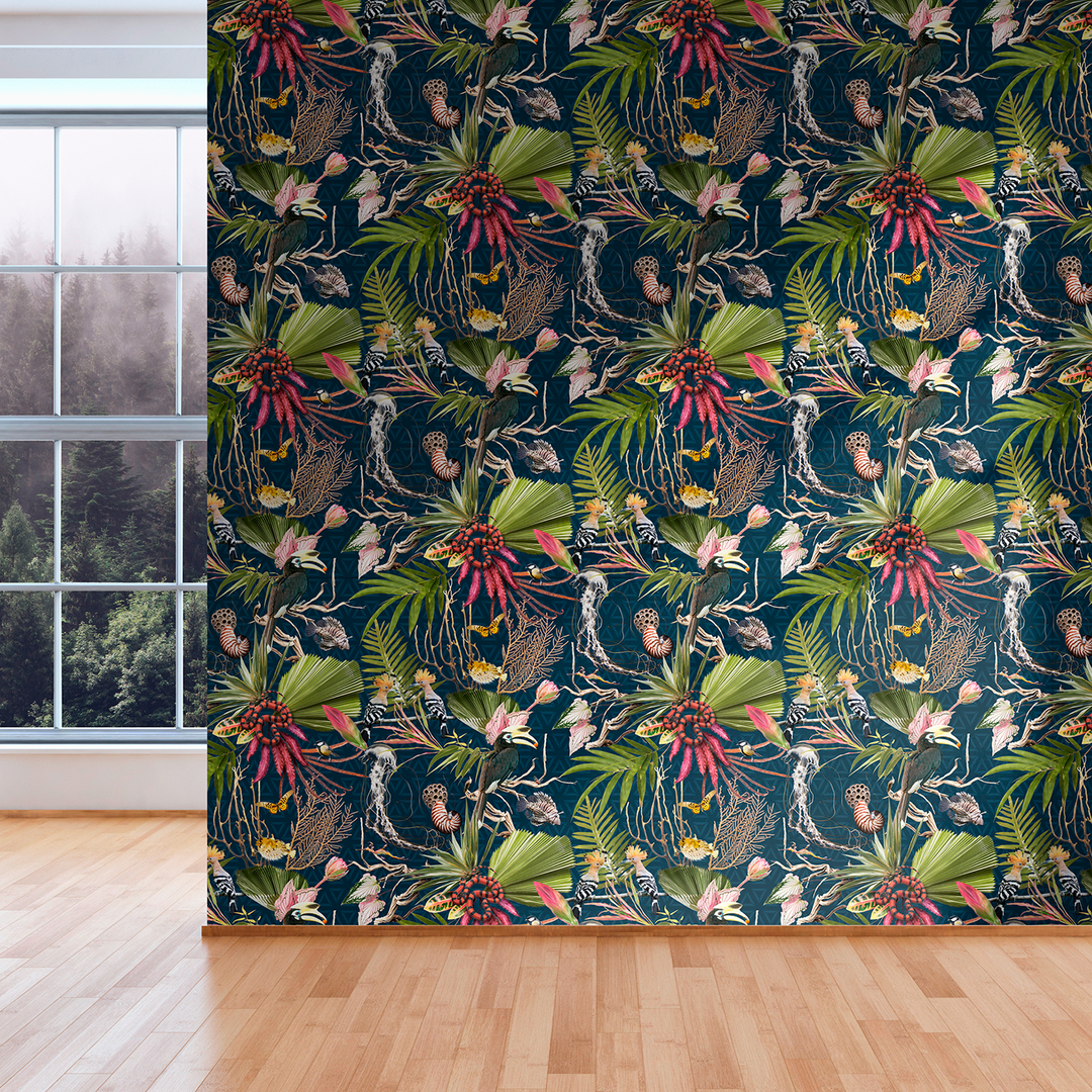 Menagerie - Navy - Trendy Custom Wallpaper | Contemporary Wallpaper Designs | The Detroit Wallpaper Co.