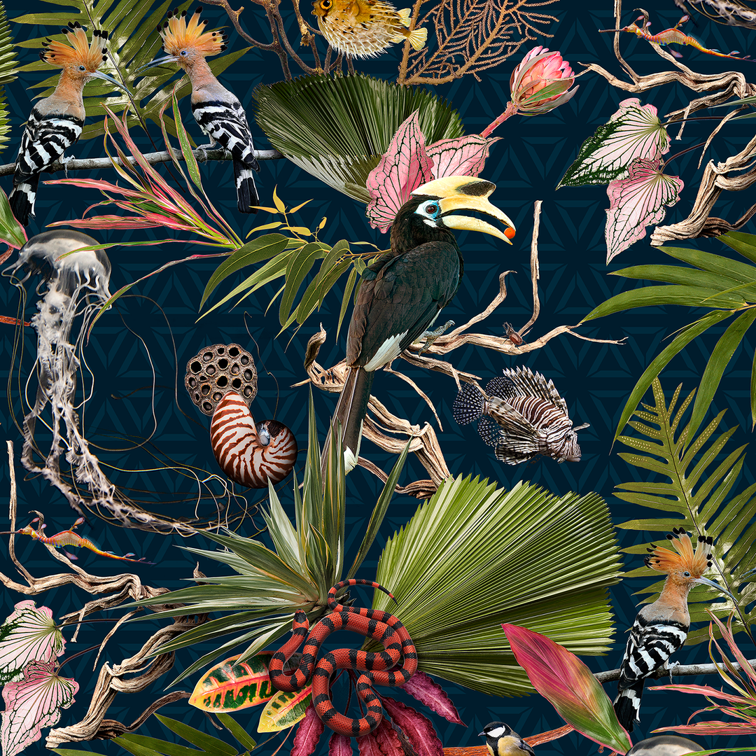 Menagerie - Navy - Trendy Custom Wallpaper | Contemporary Wallpaper Designs | The Detroit Wallpaper Co.