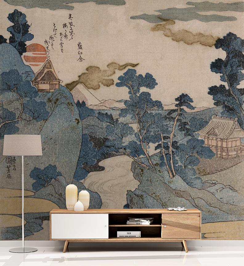 Muted Landscape Mural <br> Great Wall - Trendy Custom Wallpaper | Contemporary Wallpaper Designs | The Detroit Wallpaper Co.