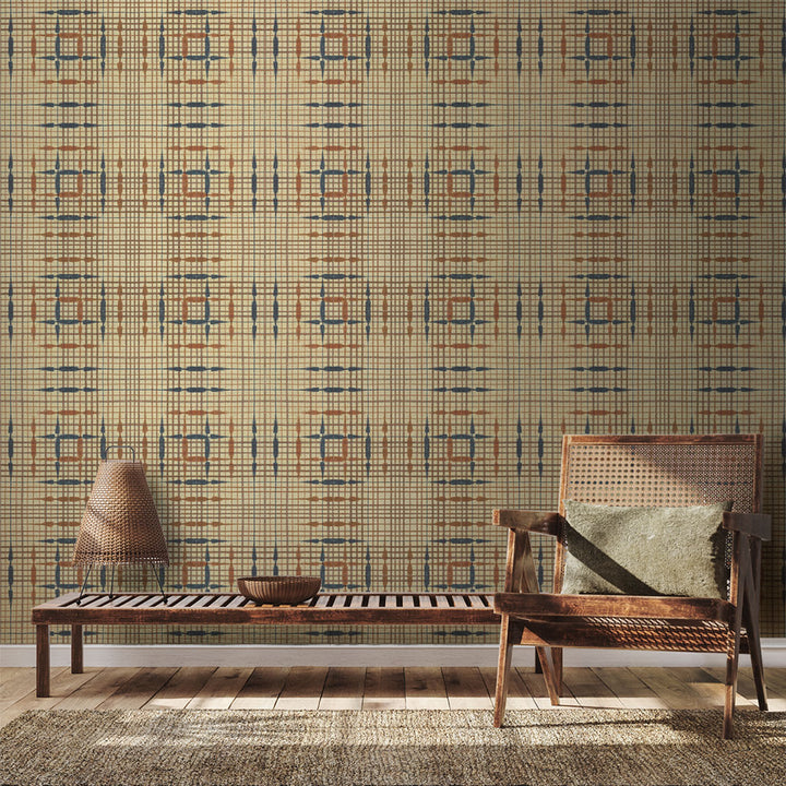 Navajo Plaid - Sunset <br> Grasscloth