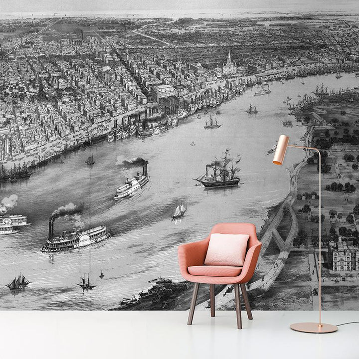 New Orleans Mural <br> Great Wall - Trendy Custom Wallpaper | Contemporary Wallpaper Designs | The Detroit Wallpaper Co.
