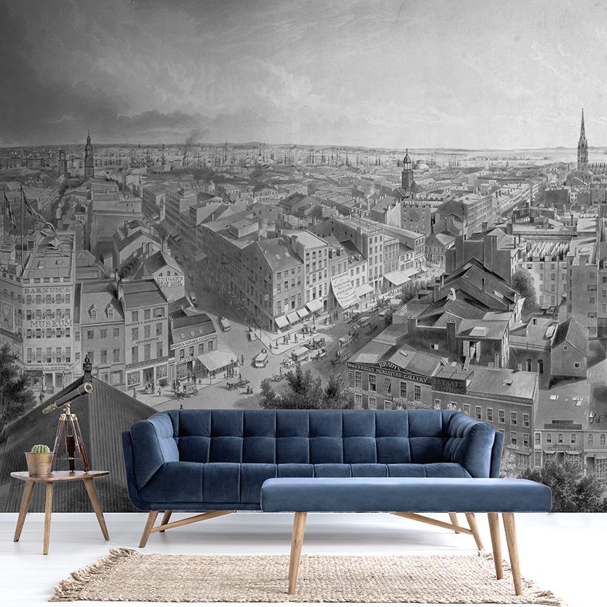 New York Mural <br> Great Wall - Trendy Custom Wallpaper | Contemporary Wallpaper Designs | The Detroit Wallpaper Co.