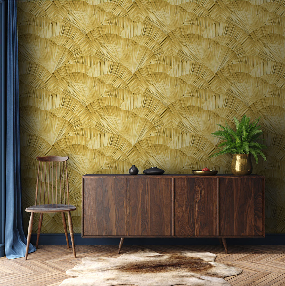Panama - Golden <br> Grasscloth - The Detroit Wallpaper Co.