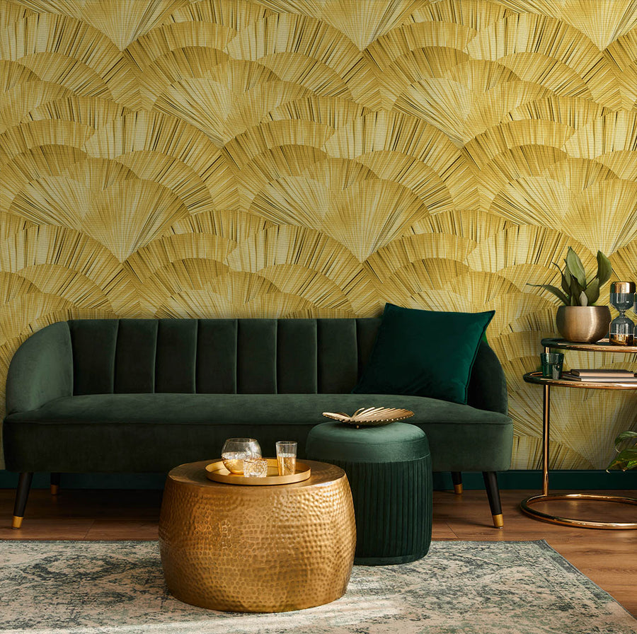 Panama - Golden <br> Grasscloth - The Detroit Wallpaper Co.