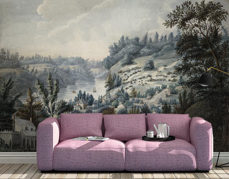 Pastoral Hills Mural <br> Great Wall - Trendy Custom Wallpaper | Contemporary Wallpaper Designs | The Detroit Wallpaper Co.