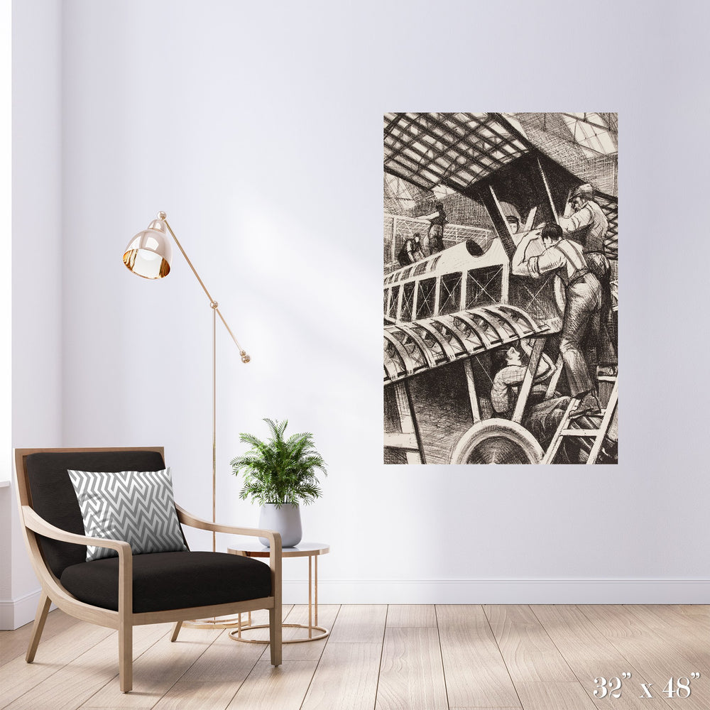 Plane Makers Colossal Art Print - Trendy Custom Wallpaper | Contemporary Wallpaper Designs | The Detroit Wallpaper Co.