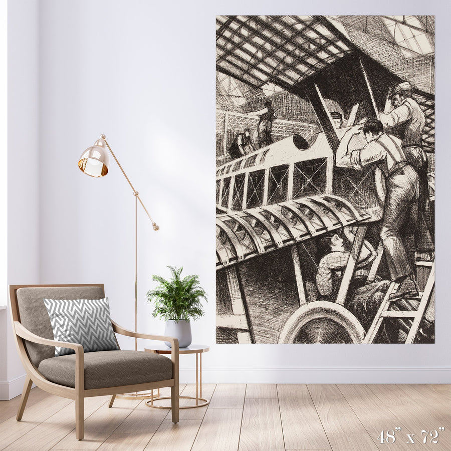 Plane Makers Colossal Art Print - Trendy Custom Wallpaper | Contemporary Wallpaper Designs | The Detroit Wallpaper Co.