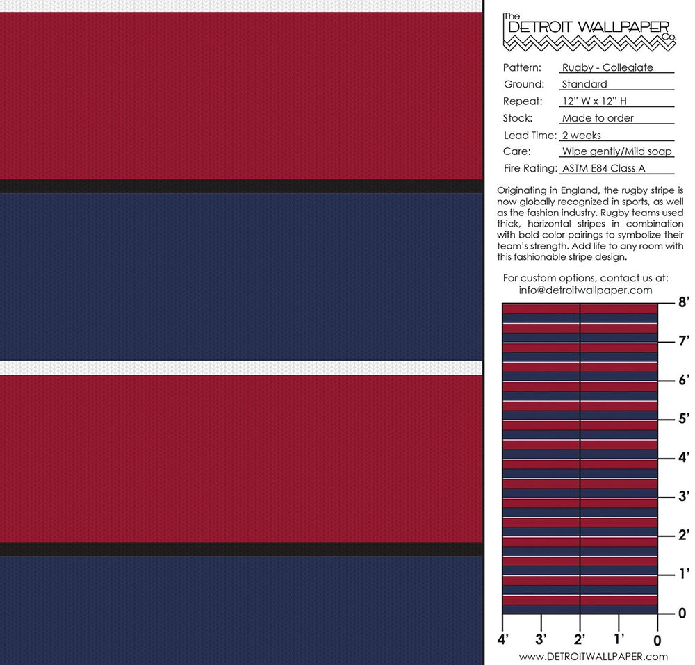 Rugby - Collegiate - Trendy Custom Wallpaper | Contemporary Wallpaper Designs | The Detroit Wallpaper Co.