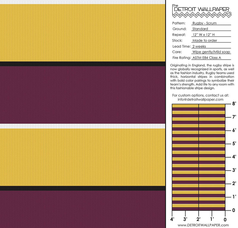 Rugby - Scrum - Trendy Custom Wallpaper | Contemporary Wallpaper Designs | The Detroit Wallpaper Co.