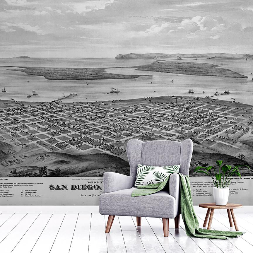 San Diego Mural <br> Great Wall - Trendy Custom Wallpaper | Contemporary Wallpaper Designs | The Detroit Wallpaper Co.