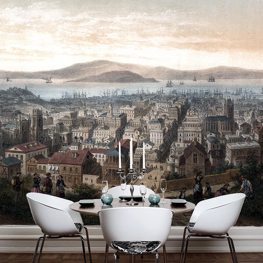 San Francisco Mural <br> Great Wall - Trendy Custom Wallpaper | Contemporary Wallpaper Designs | The Detroit Wallpaper Co.