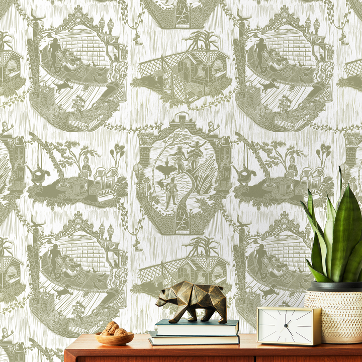 Urban Toile - Putty <br> Wallpaper