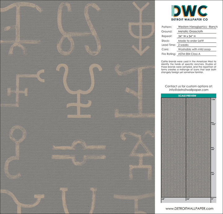 Western Hieroglyphs - Ranch <br> Grasscloth