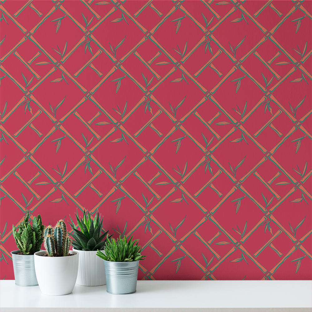 Bamboo - Beet - Trendy Custom Wallpaper | Contemporary Wallpaper Designs | The Detroit Wallpaper Co.