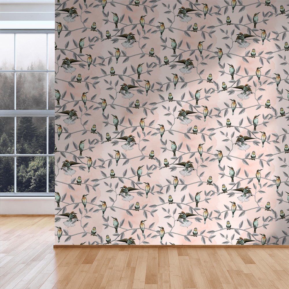 Bee Eater - Blush - The Detroit Wallpaper Co.