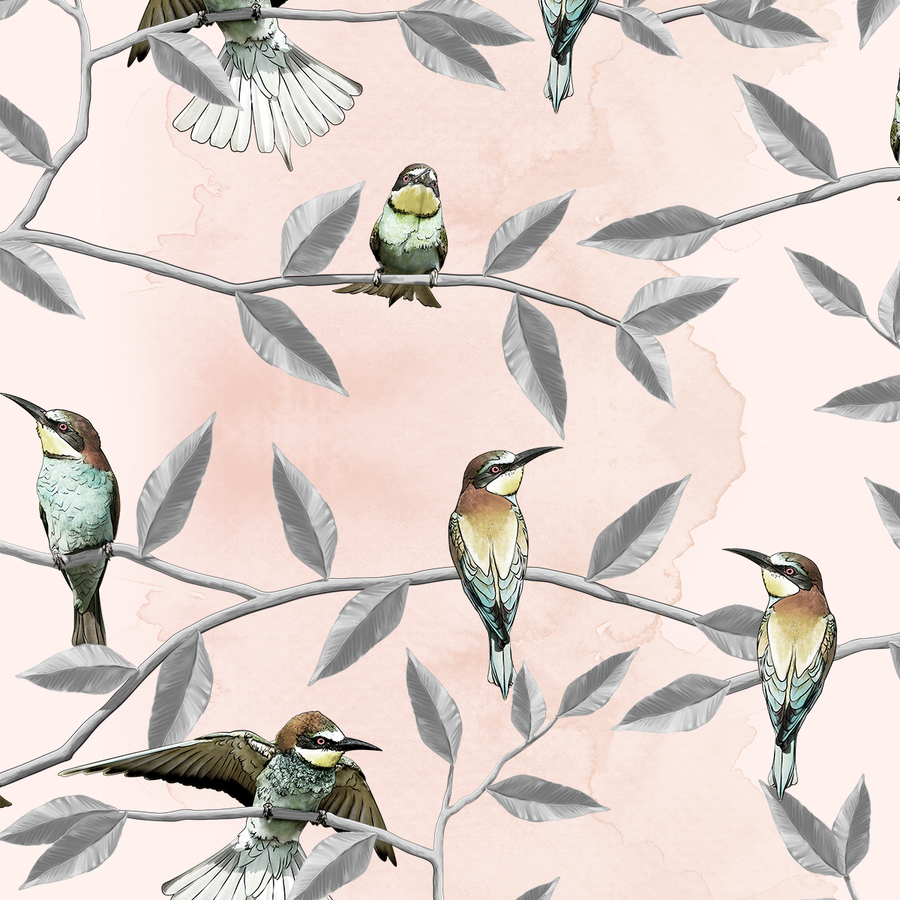 Bee Eater - Blush - The Detroit Wallpaper Co.